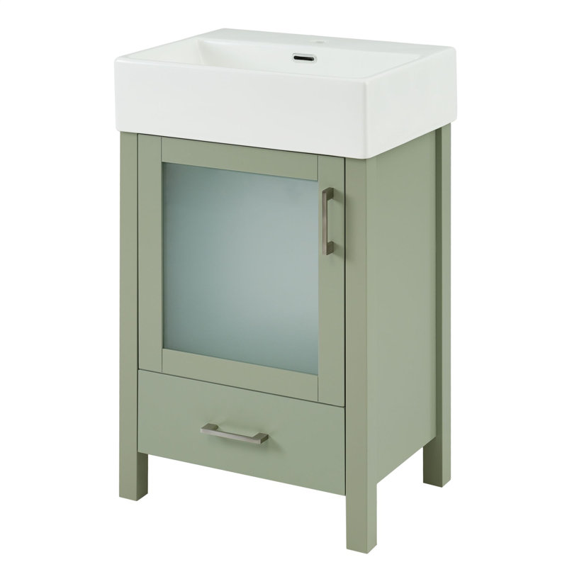 Meuble-lavabo autoportant avec lavabo, Vert
