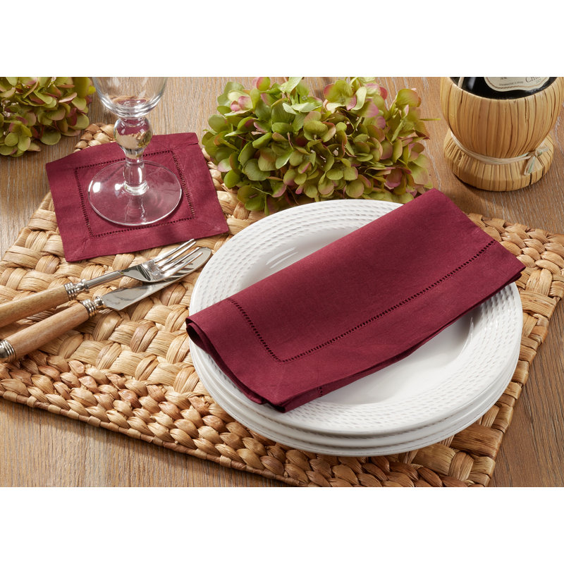 Serviette Gelder l 20 po avec bordure ajourée (ensemble de 4), Bourgogne