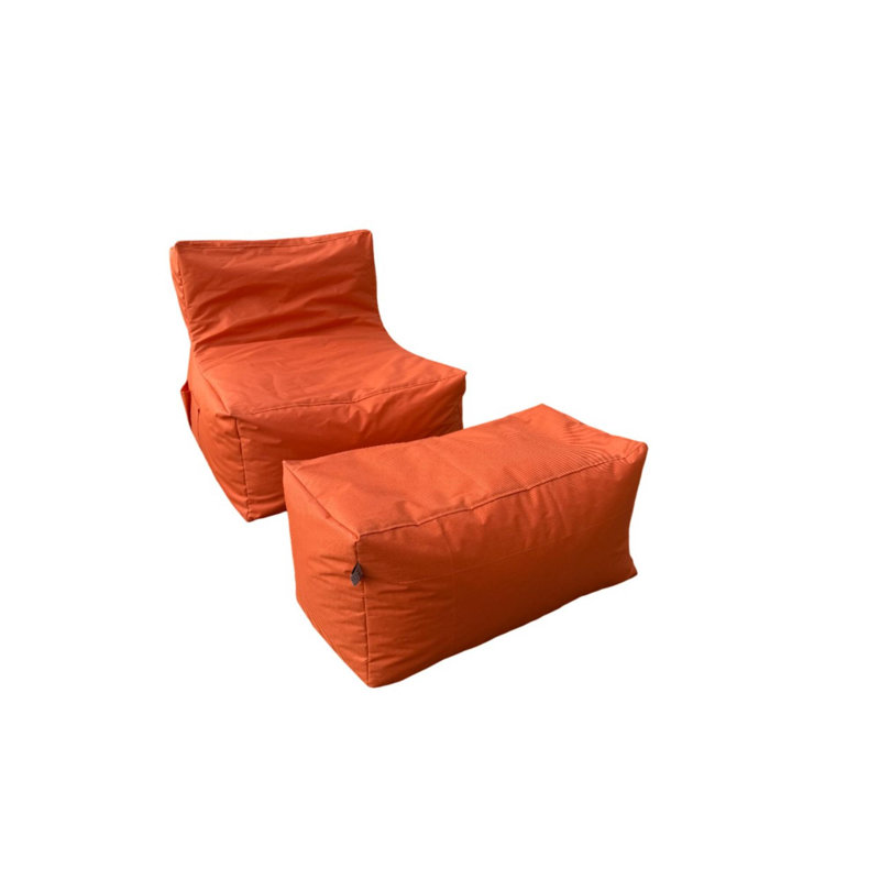 Ensemble de 2 fauteuils à billes Cozy (orange), 29,5 po x 27,6 po x 37,4 po | 100% polyester avec tissu imperméable et housse zippée amovible | Rempli de perles en EPS recyclées, parfaites pour le confort du salon et de la salle de jeux