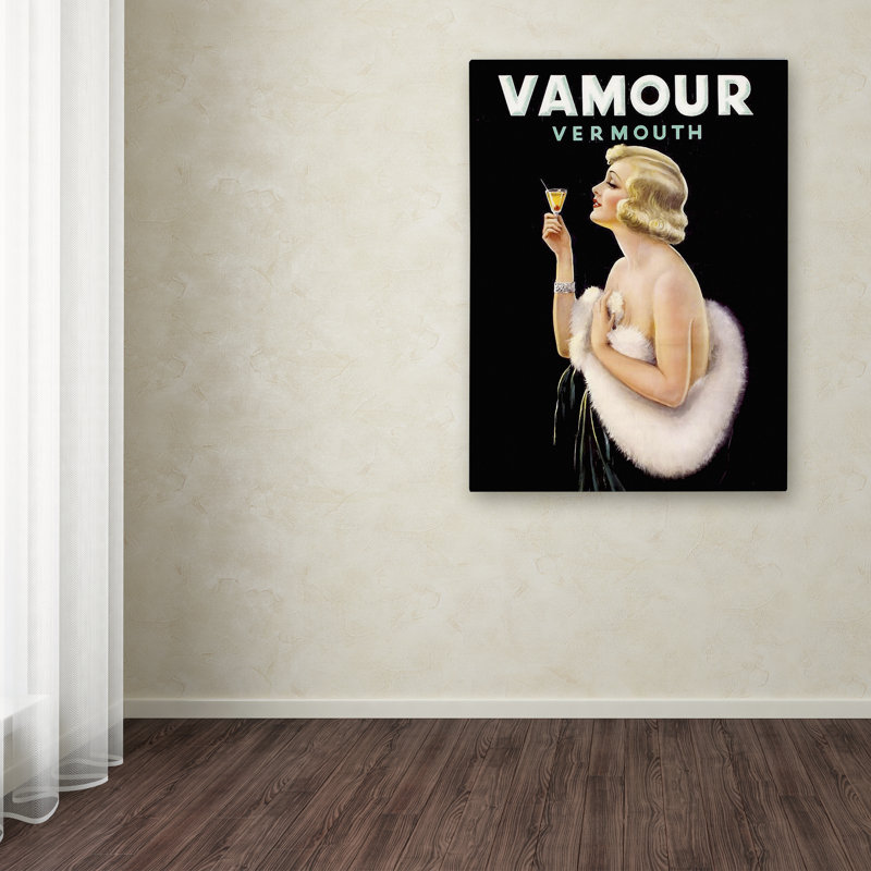 « vamour », affiche rétro sur toile tendue, H 47 po x l 35 po