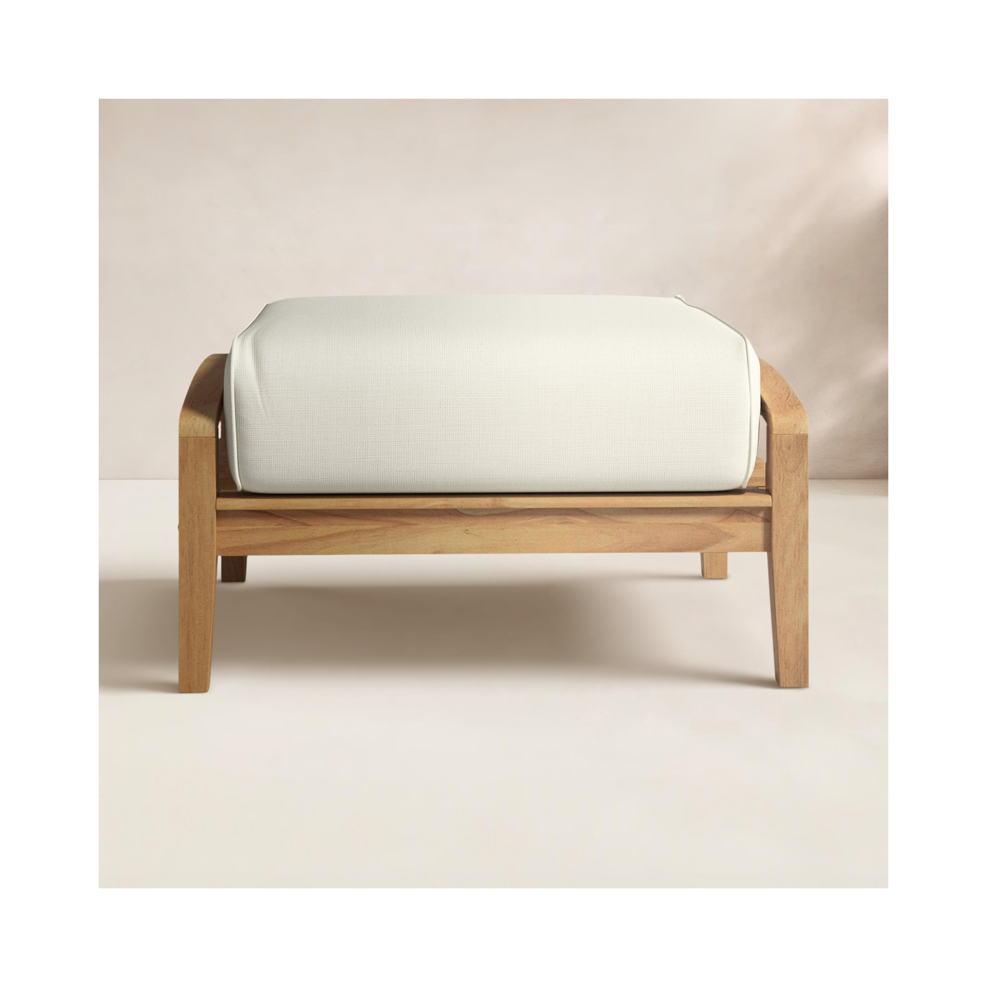 Summerton Upholstered Outdoor Ottoman with Cushion, Natural, Beige