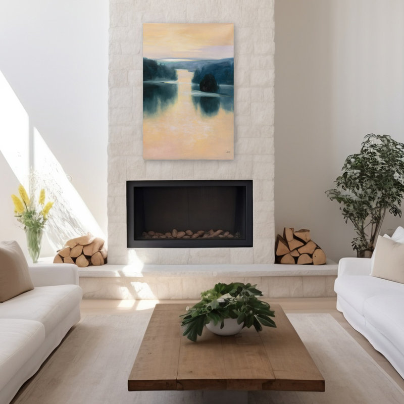 Meditation Contemporary Green Lake, H 48 po x l 32 po