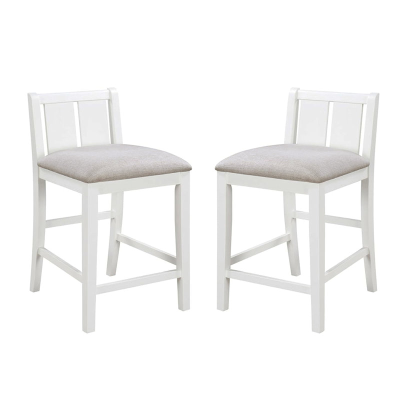 Ensemble de 2 chaises à hauteur de comptoir avec siège rembourré, crème et blanc
