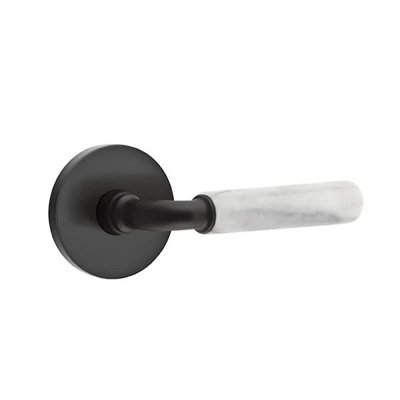 Mortaise intérieure Emtek Select avec rosette à disque et tige R-Bar, marbre Rosso Levanto