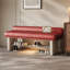 Banc en cuir véritable rouge clair et crème 55,12 po avec lumière intégrée-957342933