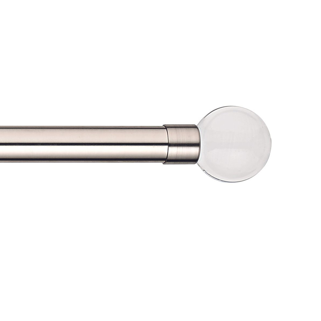 Linen Avenue Clear Acrylic Single Window Curtain Rod Set, Brushed Nickel Linen Avenue 