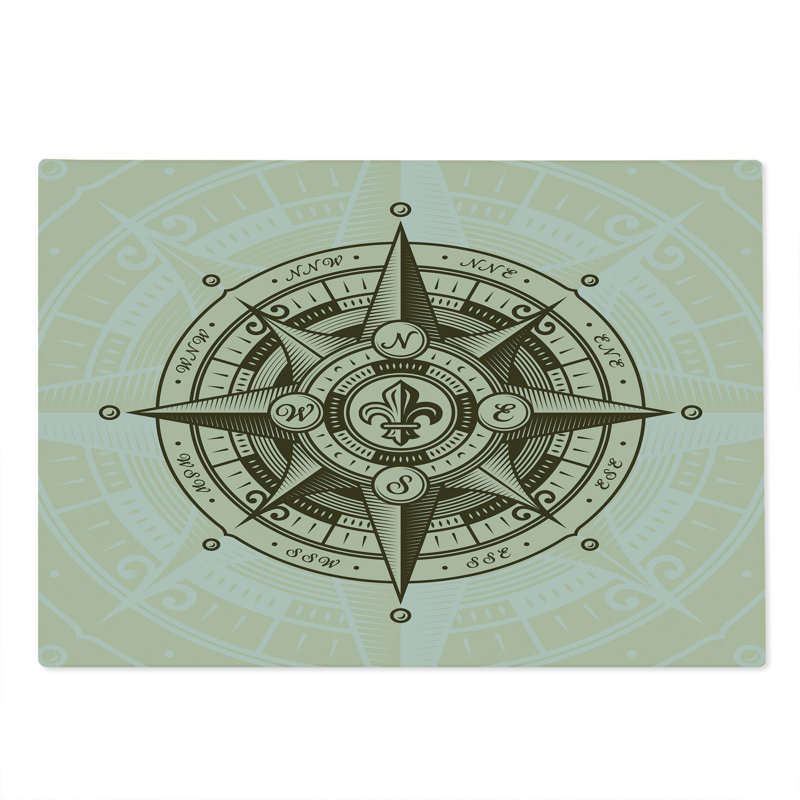 Ambesonne Compass Cutting Board Large Size Vintage Nautical Windrose Eggshell Dark Cocoa
