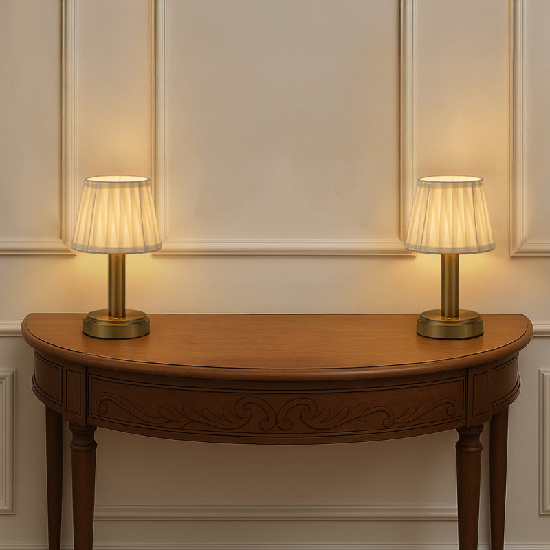 Mini lampe de table à DEL 11 "rechargeable sans fil de type C avec lampe et table de chevet à commande tactile avec abat-jour en tissu