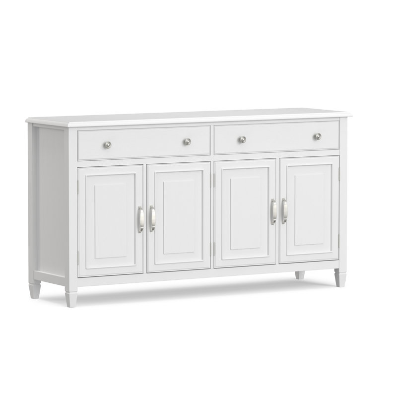 Grande armoire de rangement en bois massif avec tiroirs l 67 po Connaught, White