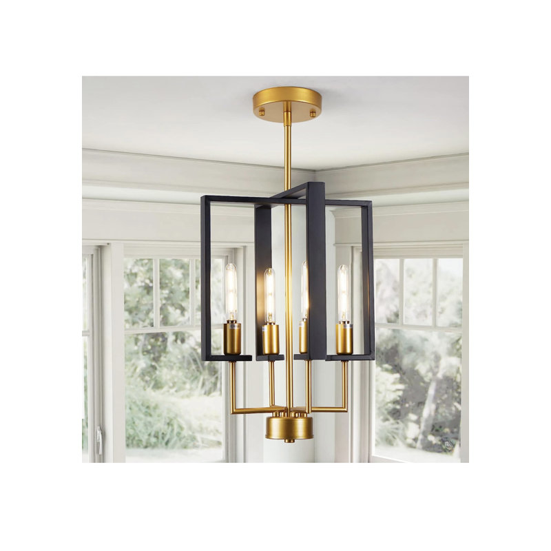 Sirac 4 - Light Square/Rectangle Pendant, Black/Gold