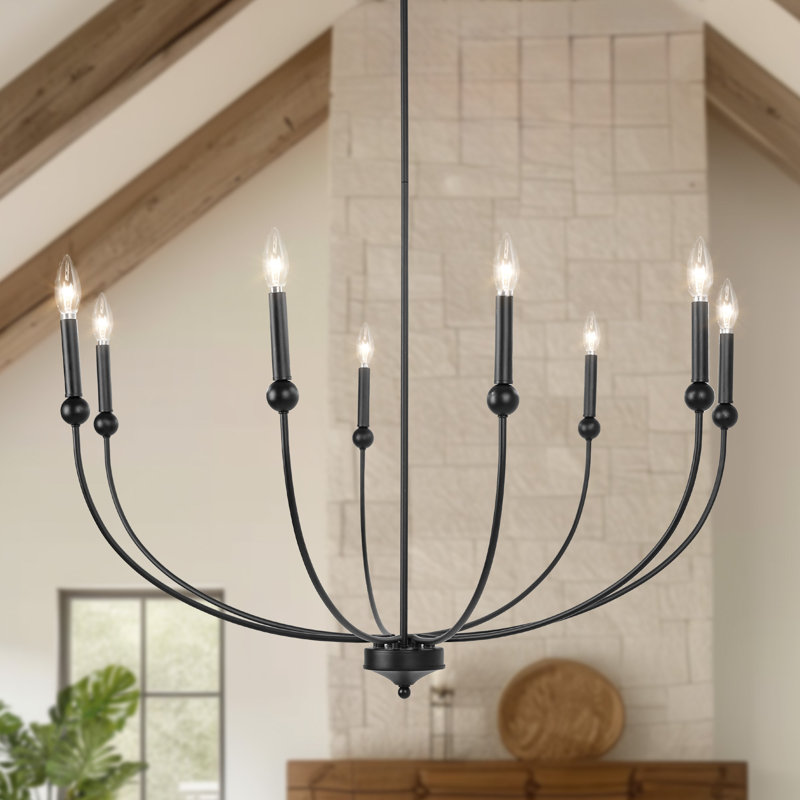 Grand lustre classique / traditionnel à 8 lumières de 39,8 po de style bougie pour le salon