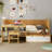 Wooden Twin Size Daybed with Storage Shelves and Lockers, Multi-functional Bed with Study Desk and Matching Stool-503526877
