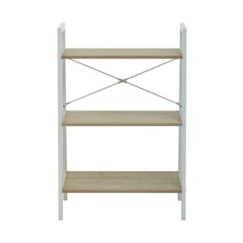 Octa 97cm H x 64cm W Solid Wood Etagere Bookcase, Natural, White