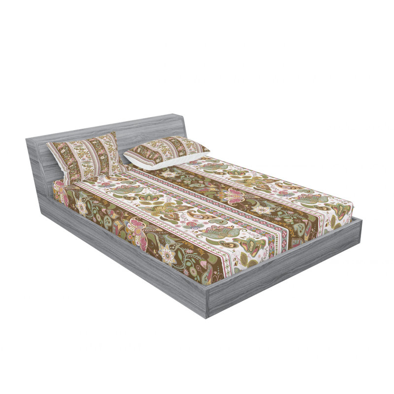 Microfiber Floral Sheet Set, Queen Sheet Set with Fitted Sheet