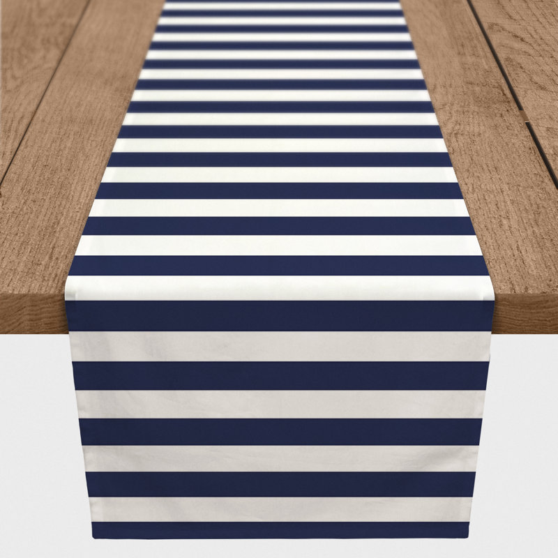 Chemin de table Lynda, 72 po x 16 po, Marine, Rayé 2