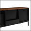 Meuble télé U-Can de 70,8 po pour téléviseur de 75 po ou moins, meuble audio-vidéo avec rangement, portes coulissantes et tablettes réglables, console média moderne Mid-Century-132293777
