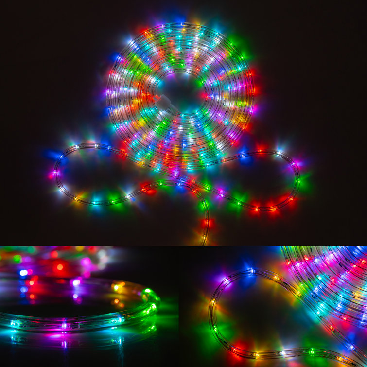 The Holiday Aisle® 100ft Multicolor 12 Mode Waterproof LED Rope Light