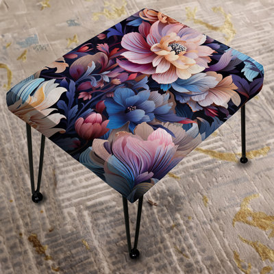 Purple Enchanted Forest Floral Pattern - Floral Rectangle Ottoman