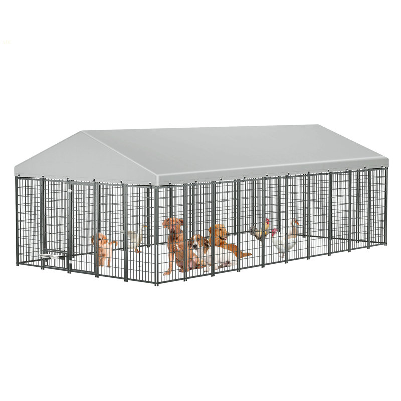 Grande cage extérieure pour chien avec enclos pour chien L 18,9 pi x l 9,61 po x H 6,76 po.