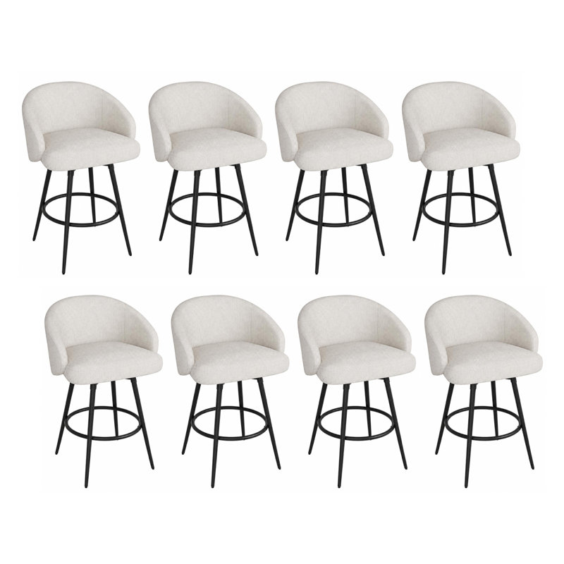 Ensemble de 8 tabourets de bar pivotants à 360 ° à hauteur de comptoir, 8 chaises rembourrées en tricot de polyester avec dossier, structure en métal et repose-pieds pour îlot de cuisine et salle à manger