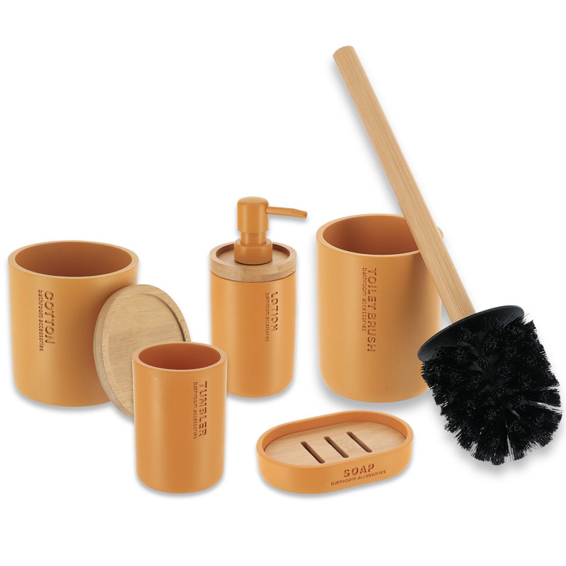 Willis Bathroom Accessory Set 5 Pieces, Mustard Yellow