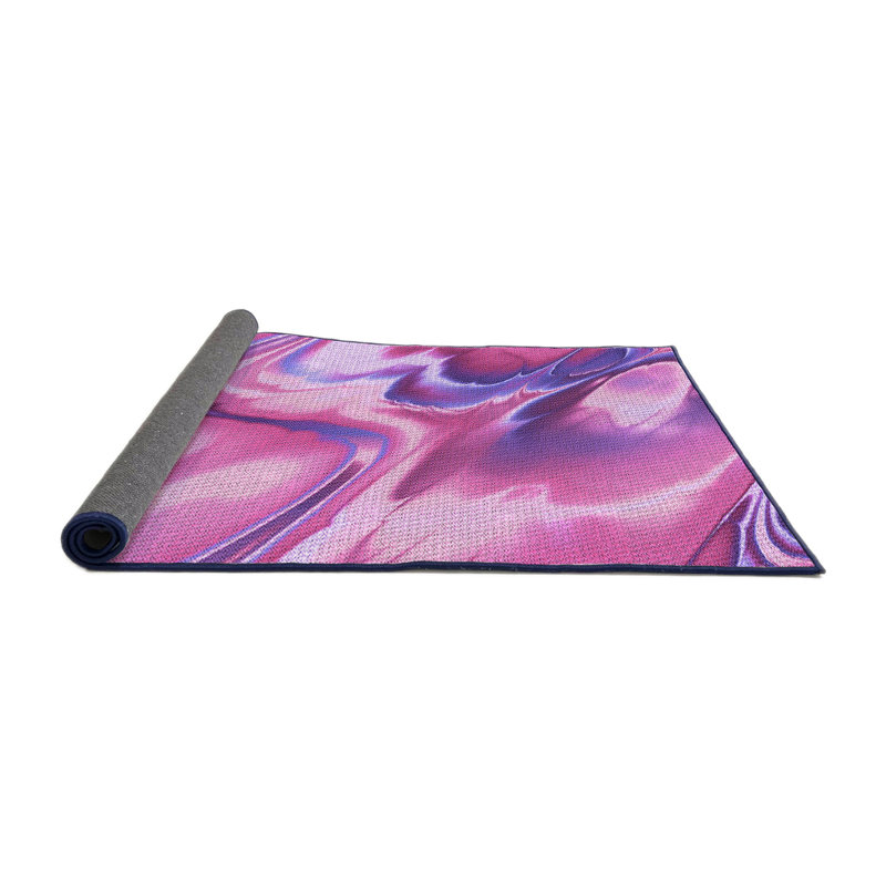Tapis abstrait en laine mauve, Carré 4 pi