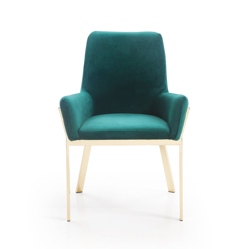 Chaise rembourrée Boaman, Vert, Doré