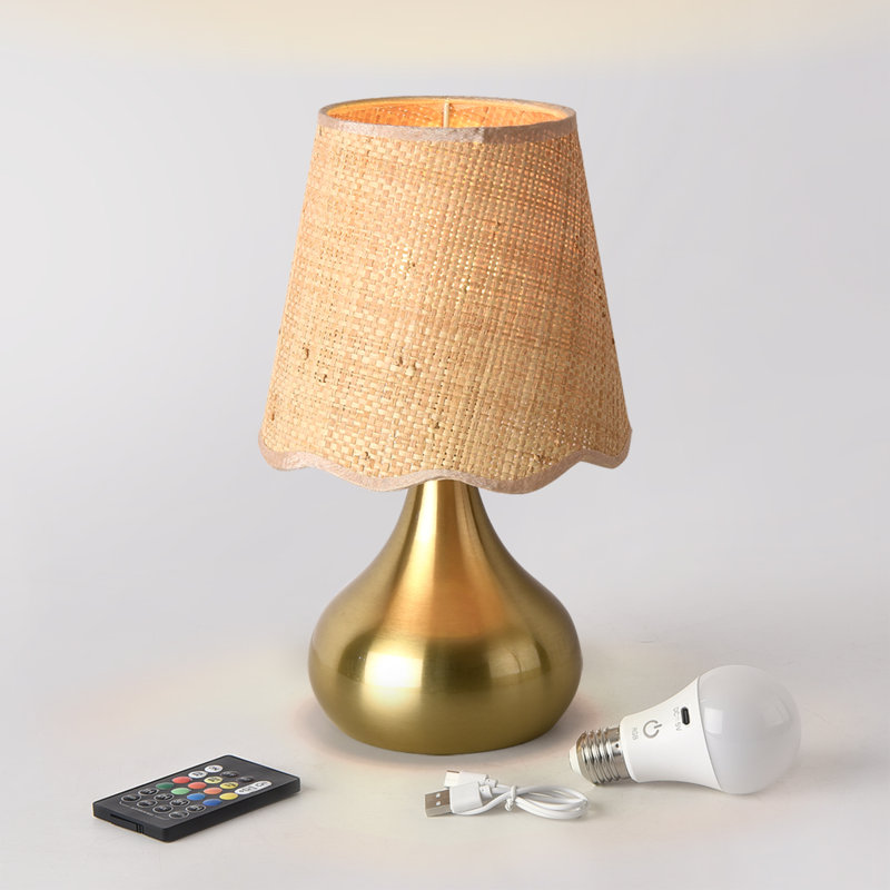 Lampe de table, Métal métal, Bleu, Télécommande