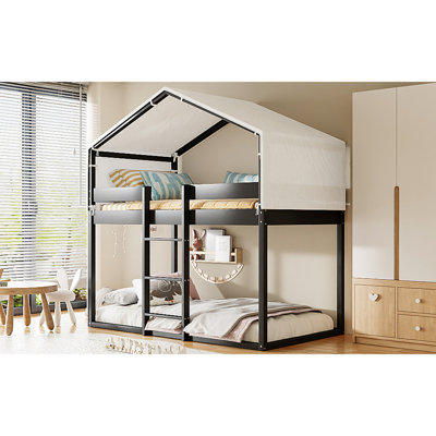 Lit superposé en bois avec tente