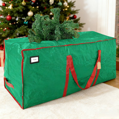 Sac de rangement pour arbre de Noël robuste pour arbres artificiels de 9 pi - Très grand contenant imperméable avec roulettes, poignées renforcées et fermetures à glissière doubles