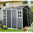 8 x 6ft Black Resin Outdoor Storage Shed - Waterproof, with Floor, 2 Windows & Lockable Door, Ideal for Garden Tools
