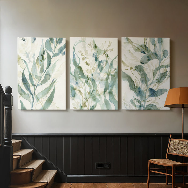 Underwater Botany I - Toile tendue avec châssis sur mesure - 3 pièces, H 12 po x l 24 po