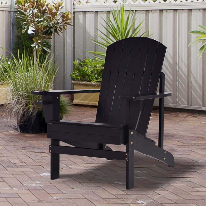 Chaise Adirondack d'extérieur Abilene, bois, Noir, noir, noir, noir