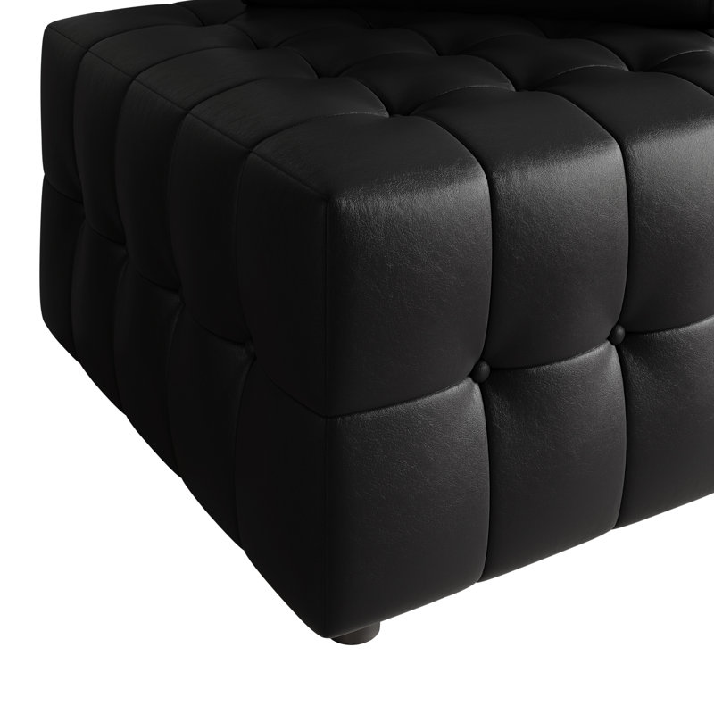 6-Piece PU Faux Leather Modular Chair Set, Black