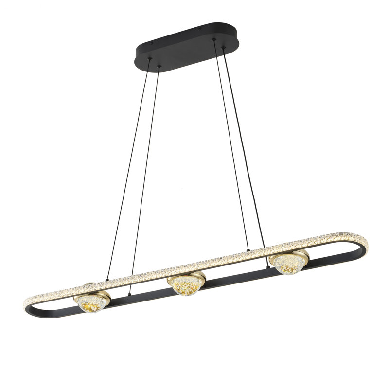 1 luminaire suspendu à DEL en verre doré noir à intensité variable