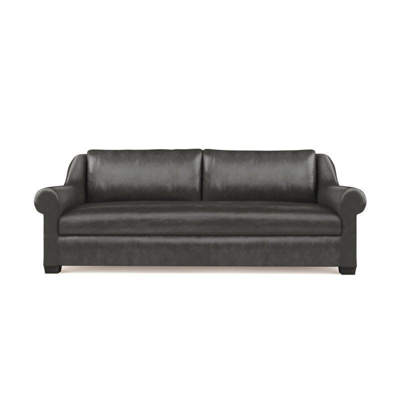 Causeuse Thompson, Cuir rétro graphite, H 32 po x l 72 po x P 46 po, Ébène