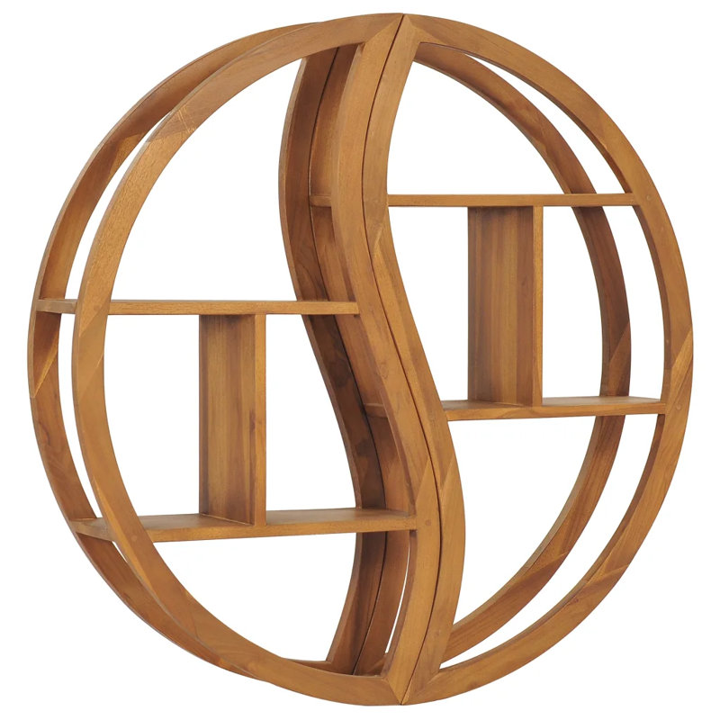 Klemm 4 Piece Circle Teak Solid Wood Accent Shelf