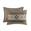 Ensemble d'édredon luxueux à chevrons brun avec coussins décoratifs brodés | Double