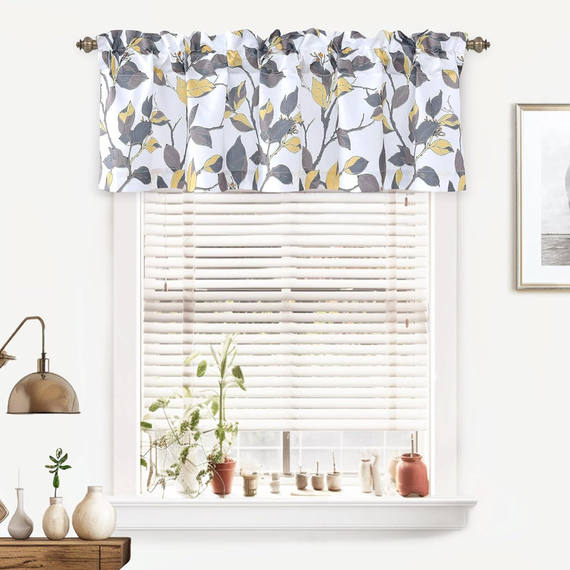 Cantonnière de cuisine sur mesure 52 po Esteline, l 52 po x L 24 po, Jaune/gris