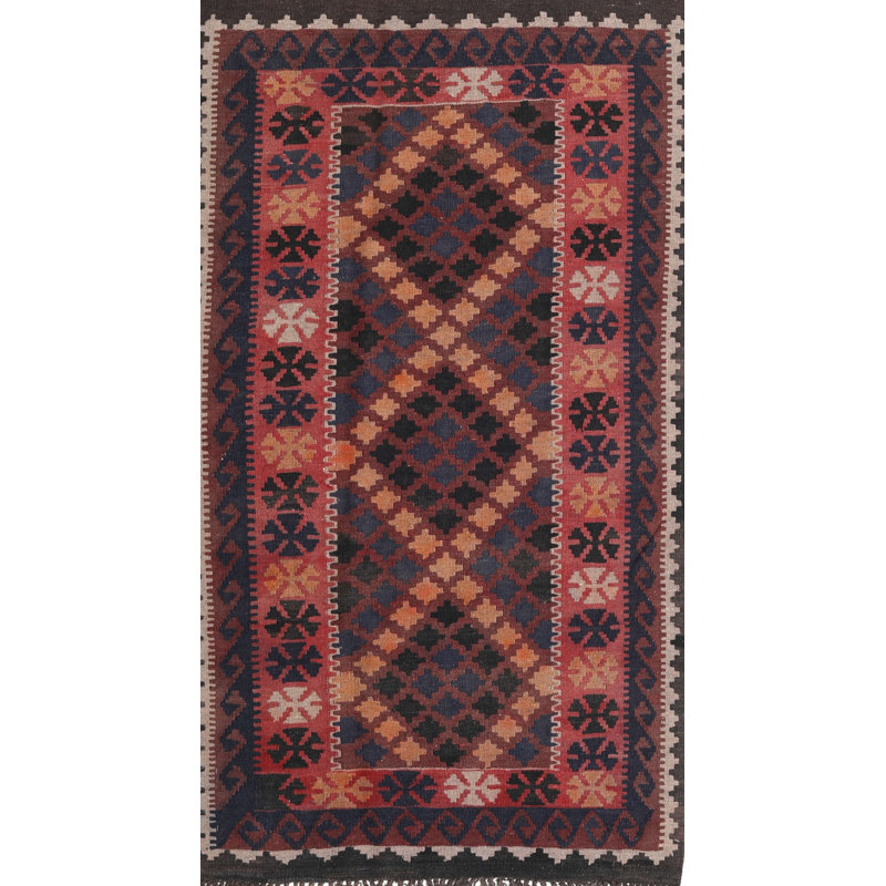 Tapis de zone noire en laine touffeté à la main Edison Park