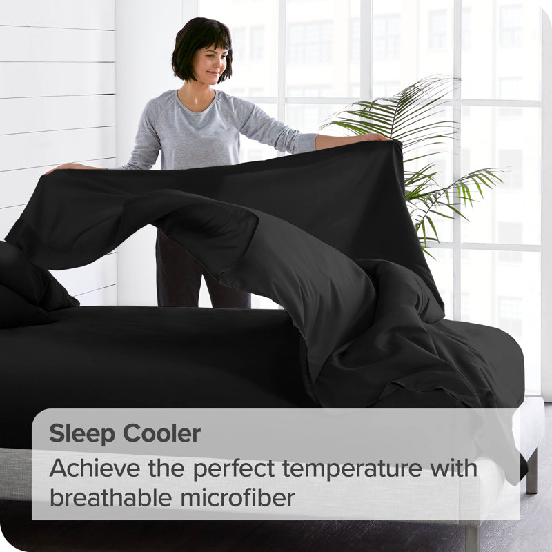 Full Black Microfiber Ultra-Soft Flat Sheet