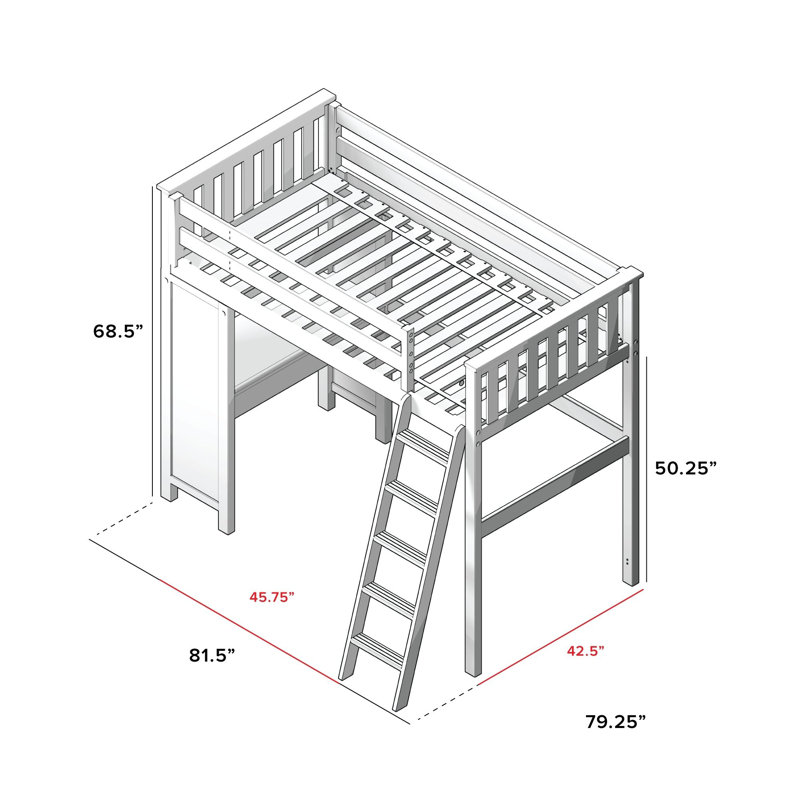 Buhl Kids Twin Loft Bed, Stone