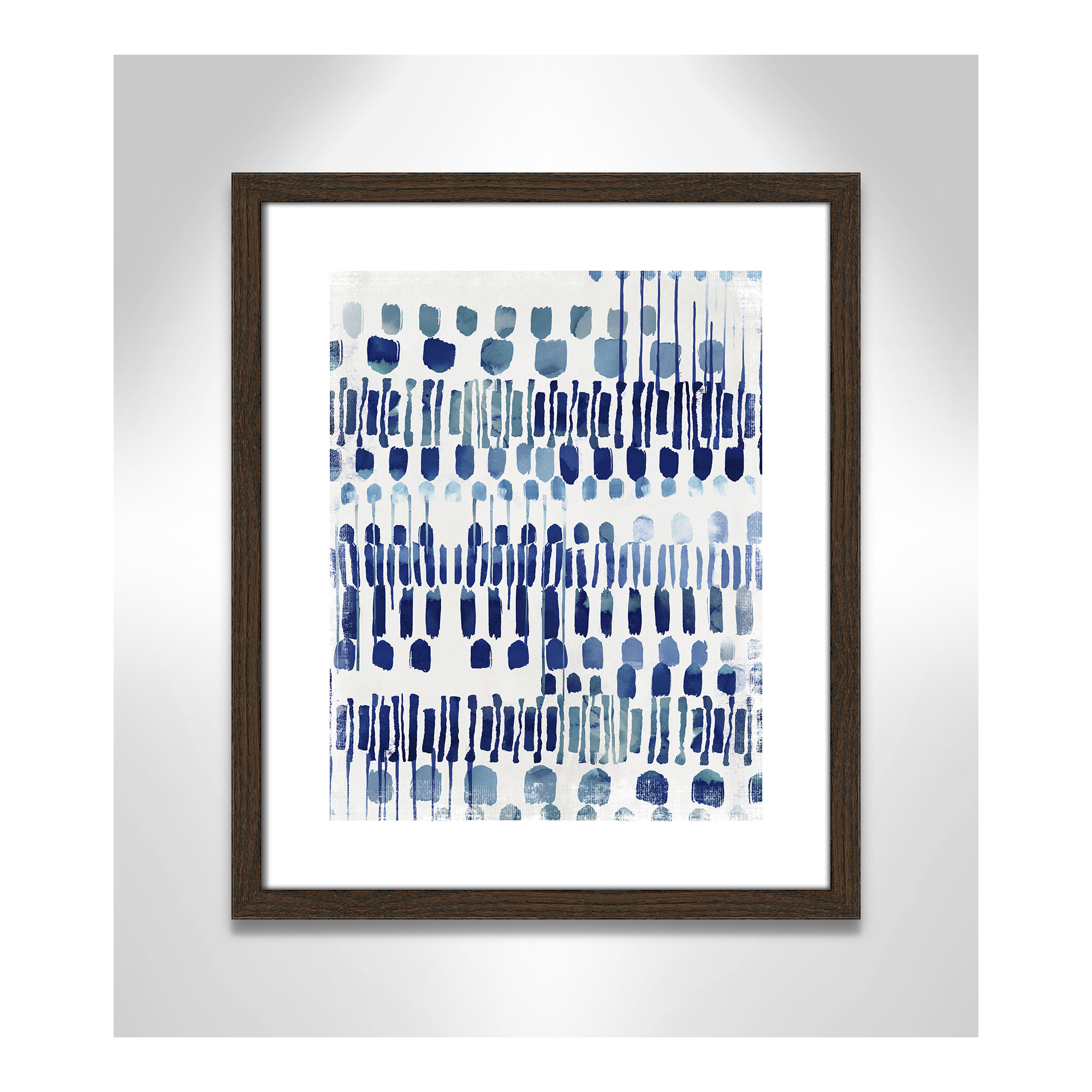 Continuously I - Painting Print, White, 19" H x 16" W x 0.75" D, Walnut Wood Grain Framed Paper