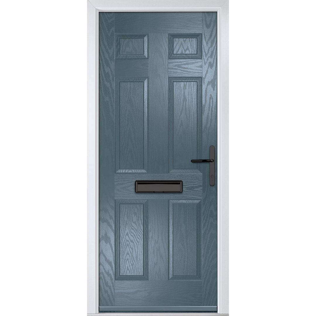 Crystal GRP Front door Muirfield solid Agate Grey 890mm x 2090mm Open in Left hand None Glass