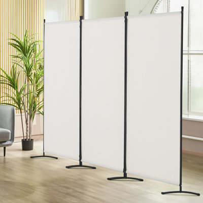 Room Divider, 3 Panel Room Dividers and Folding Privacy Screens, Fabric Partition Room Dividers for Office, Bedroom, Dining Room, Study, Freestanding, White