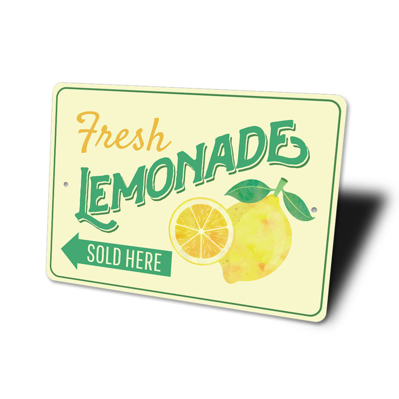 Plaque en aluminium Fresh Lemonade, H 10 po x l 14 po x P 0,04 po