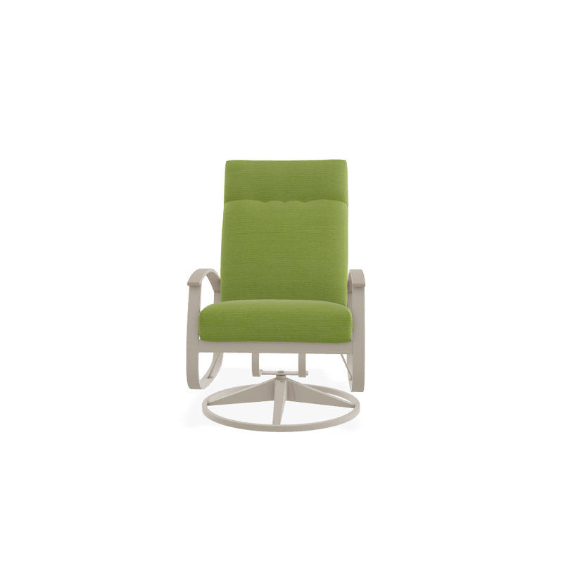 Belle Isle Outdoor Swivel Lounge Chair, Textured Black, Cabana Classic Black Stripe Sunbrella®, Desert P60