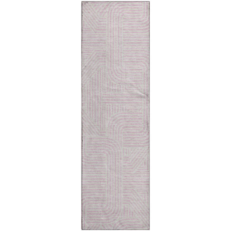 Premium Machine Washable Prisco Pink Rug, Runner 2'3" x 7'6"