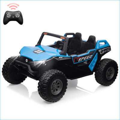 24V 2-Seater Ride-On Electric Vehicle for Kids with Remote Control, Battery-Powered Off-Road UTV Car Toy, Extra Foldable Seat for 3 Kids, 15.4" EVA Wh