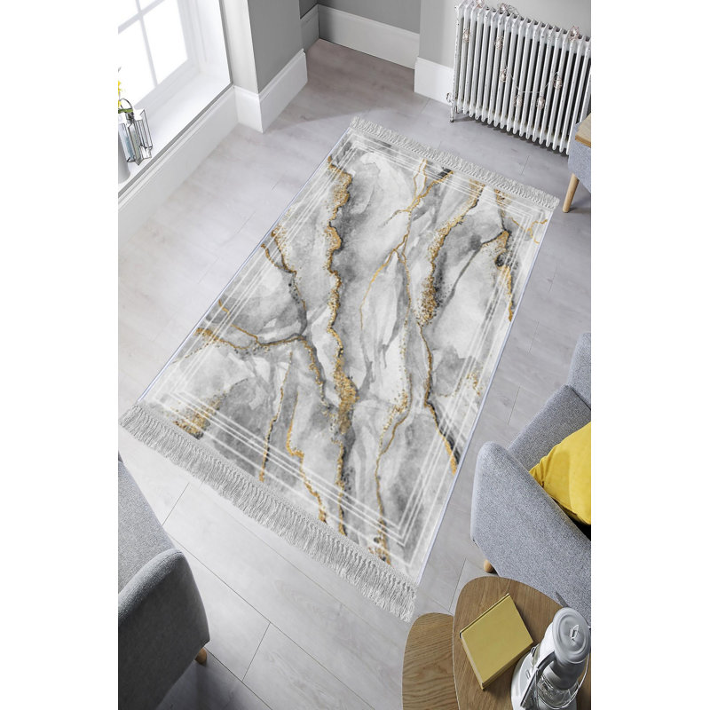 Luxurious Velvet Area Rug (4.6 x 7.2 ft), 100% Antibacterial Fabric, Non-Slip Cotton Backing, Pile Height: 0.4 in | Machine Washable, 3D Digital Print Design | Perfect for Living Room & Bedroom Decor, Soft & Durable